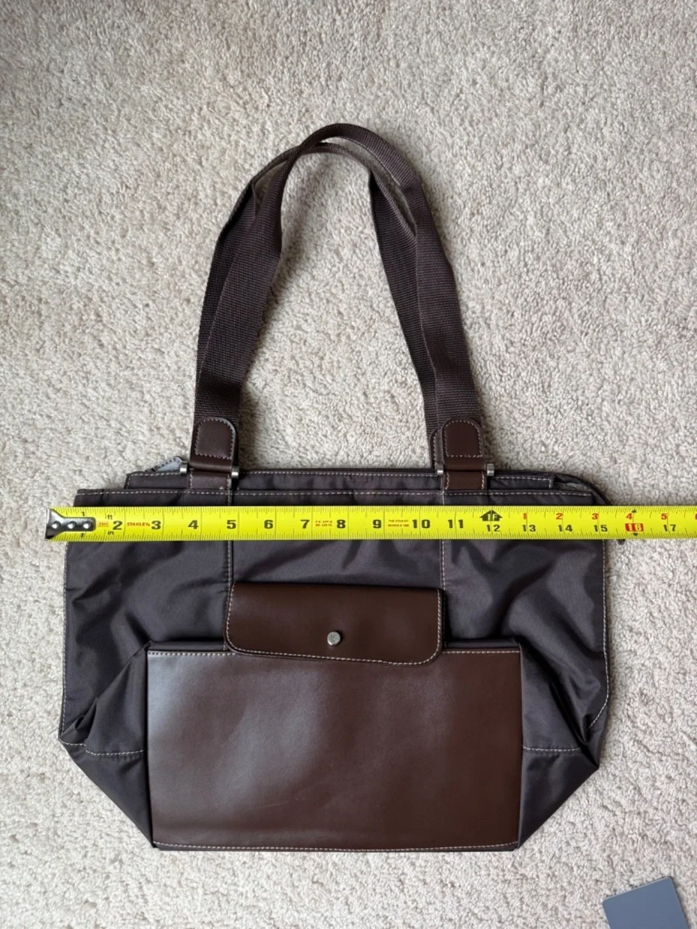 Liz Claiborne Brown Nylon Tote Shoulder Bag Lightweight Work Travel